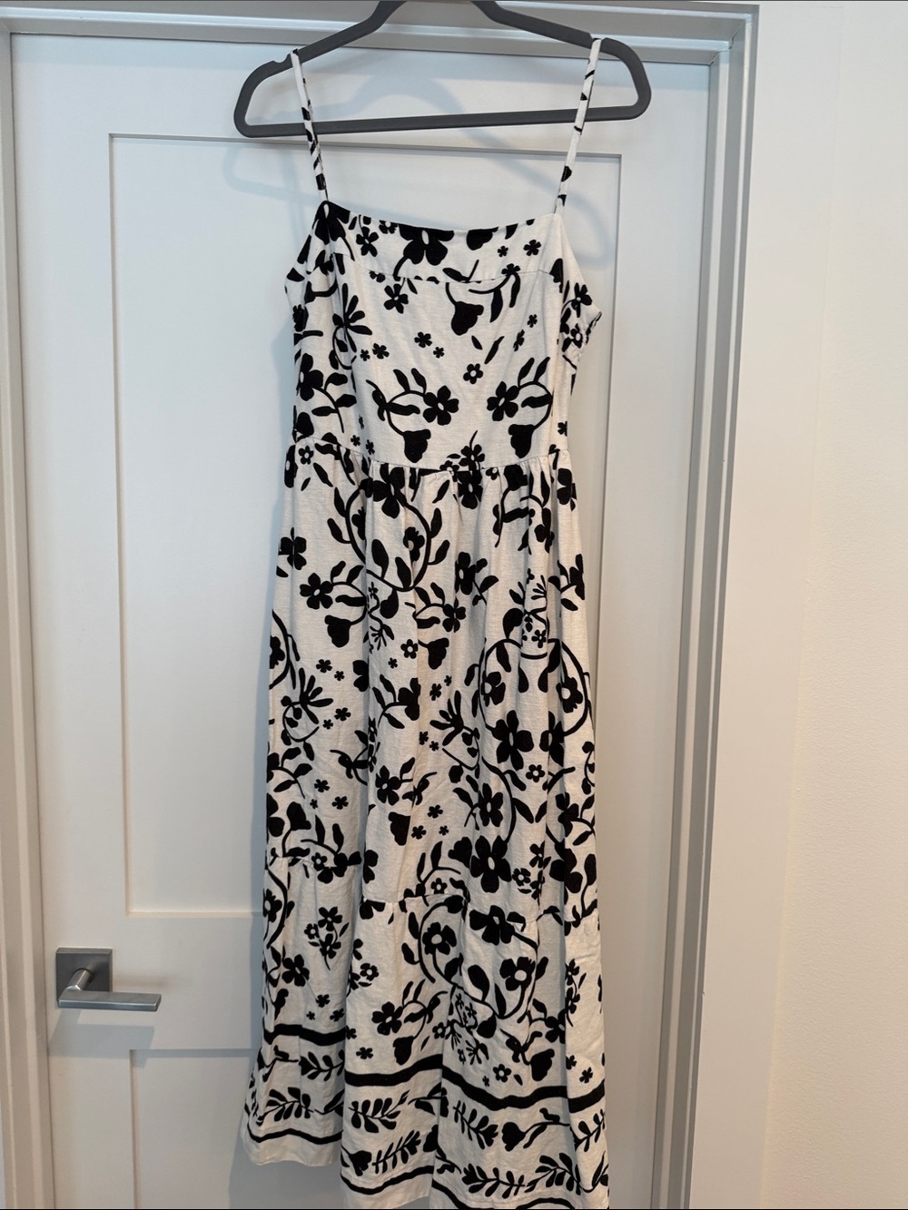 Black & White Floral Midi Dress - Women's Summer Sundress